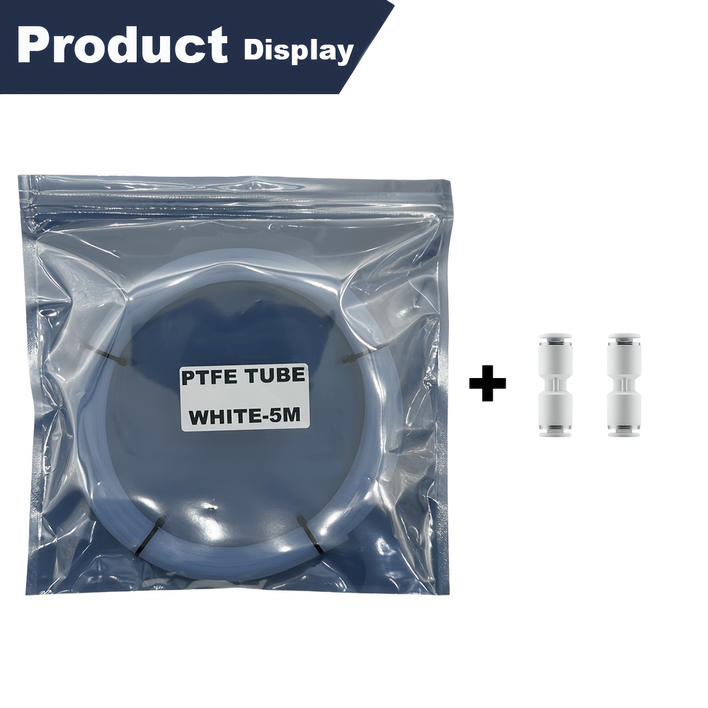 TEMU Tube d'extrusion en PTFE de 5 mètres avec connecteur pneumatique, ID 2,5 mm, OD 4 mm, compatible avec P1P AMS A1 Mini - Accessoires d'imprimante