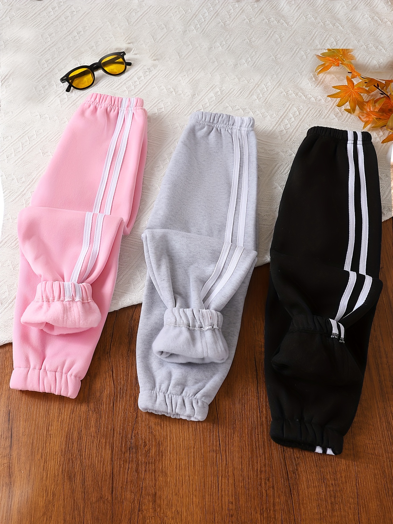 Girls' 3pcs Fleece-Lined Pants Set for Outdoor Activities