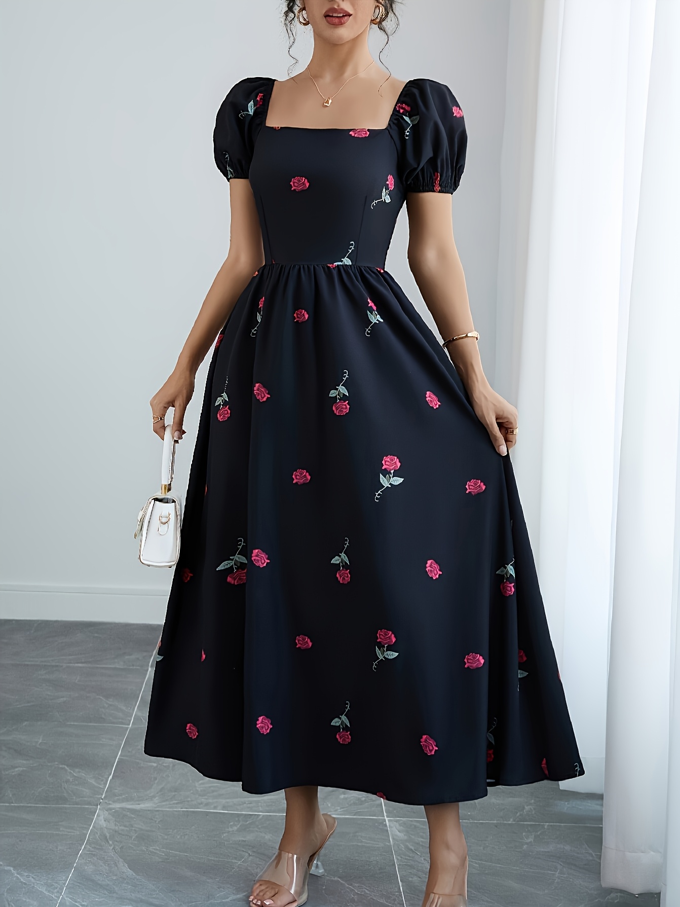 green emerald velvet dress Womens Prom Special Occasion Velvet Rose Bodycon Maxi Dress Unholy main image 0