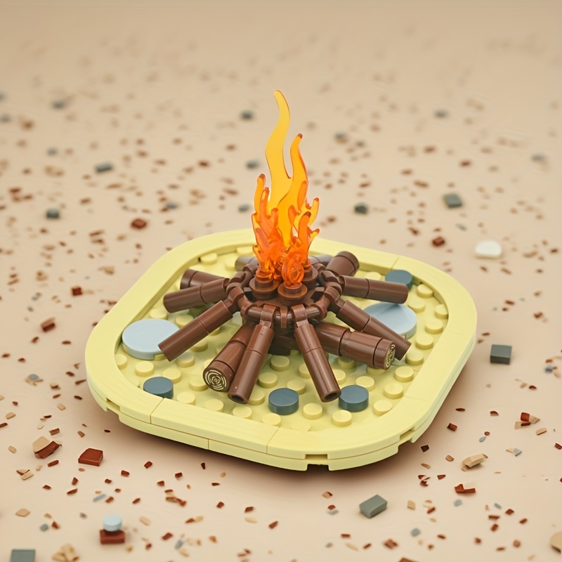 DIY Building Block Flame Bonfire Matchstick Campfire Model Toy