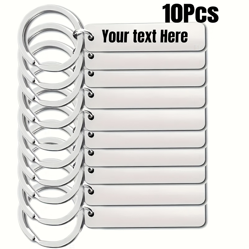 TEMU 10pcs Custom Laser Engraved Stainless Steel Keychains - Durable Personalized Key Rings For Weddings, Graduations & - Bulk Order With Custom Text