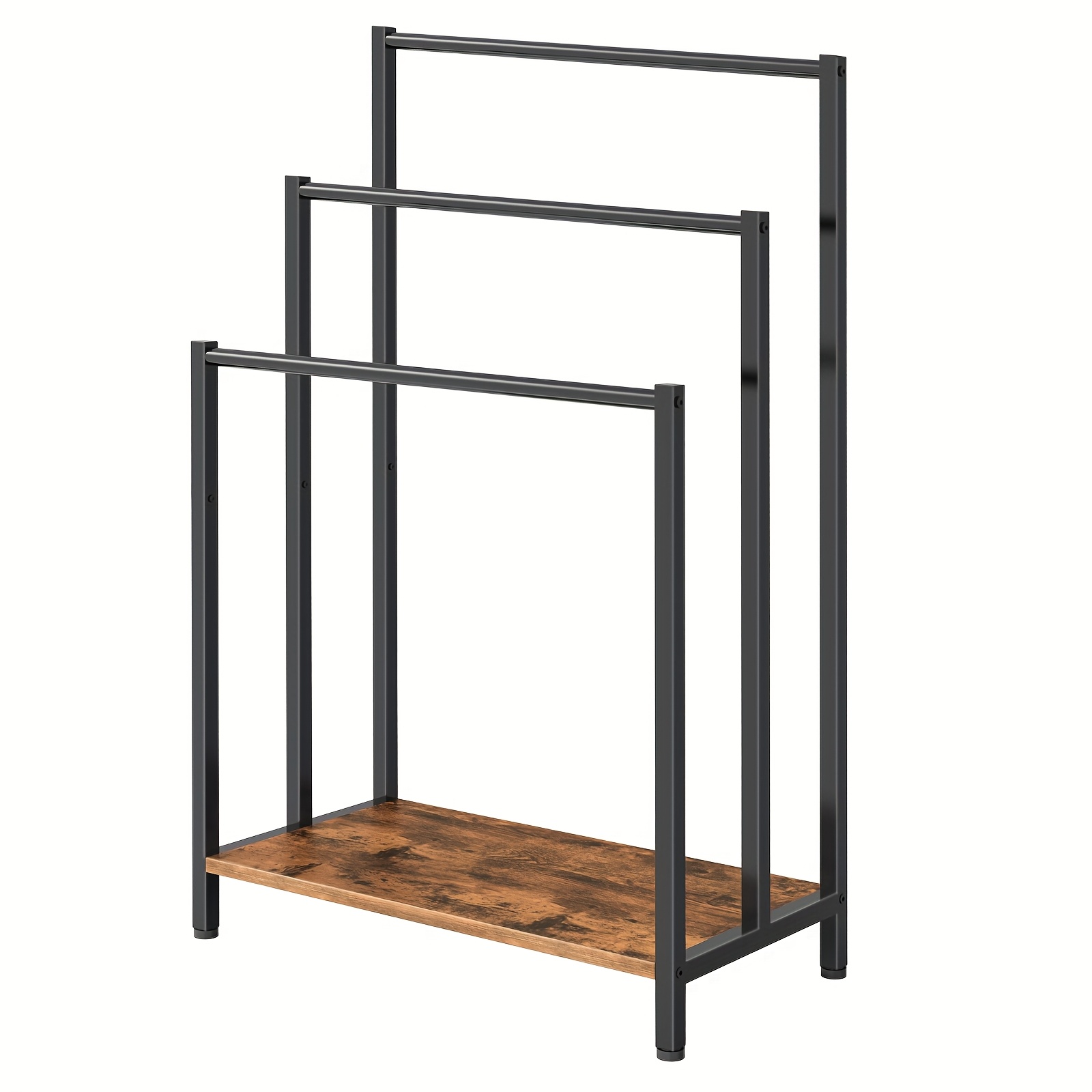 TEMU Towel Rack, Bathroom Freestanding Towel Rack, Towel Rack With 3 Bars For Bath Towels, Clothes, Blankets, Newspapers, Space , Industrial Style,