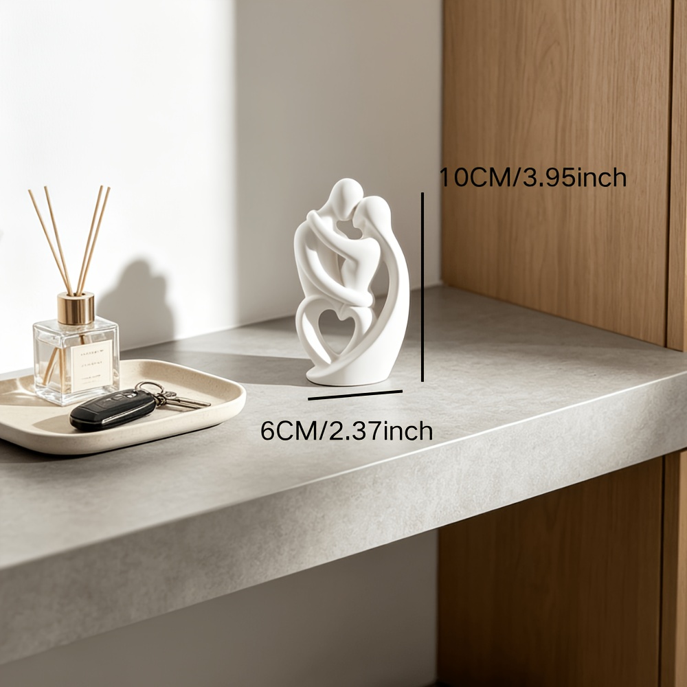 TEMU Statue Sculpture Compacte de Couple - Élégante Figure enlacée avec de Cœur, Figurine en Plastique Adaptée pour Décoration de Bureau, Cadeau de