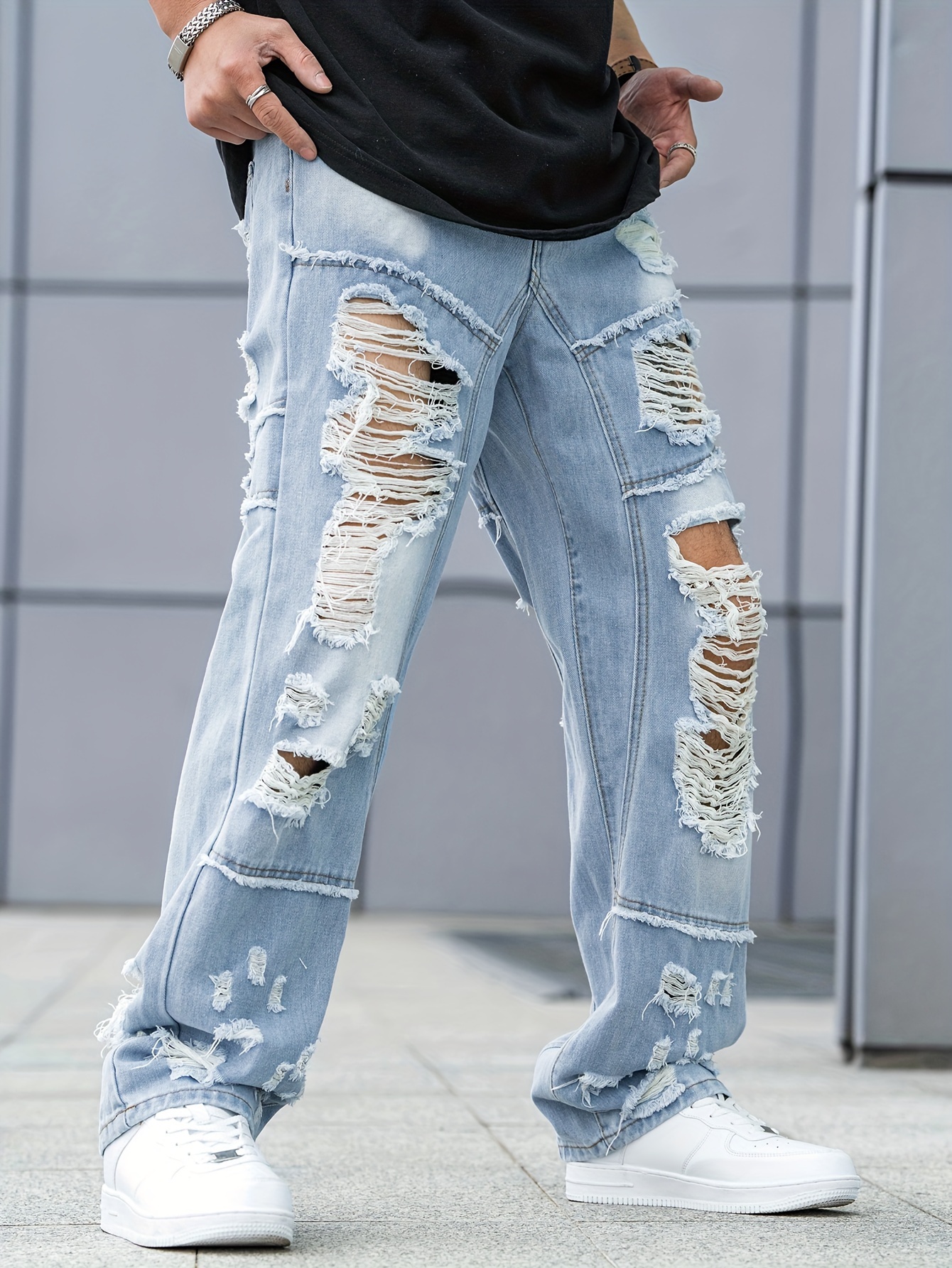 Baggy Jeans Boyfriend Jeans Rasgados Pantalones Sueltos Rasgados