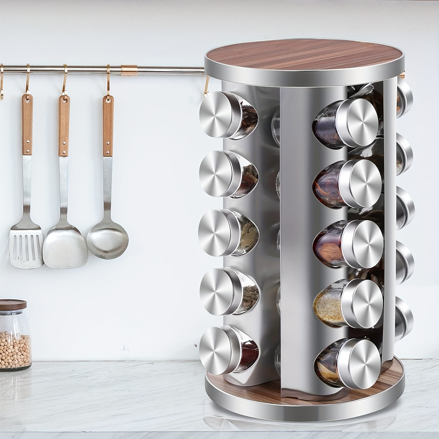 Spice Carousel Set Featuring 20 Spice Jars Kitchen Spice