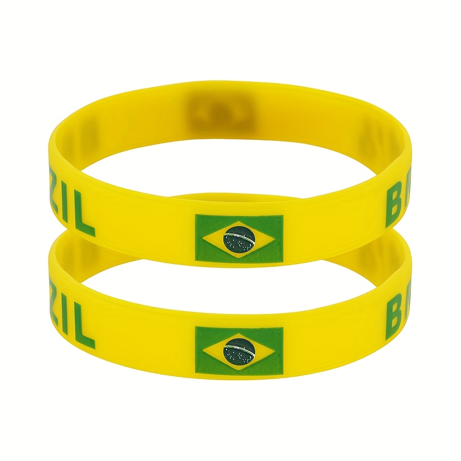 E-shop 2er-Set brasilianische Flaggen-Armbänder, mit Flaggen-Design, ideal für den täglichen Gebrauch oder kulturelle Darstellung, die brasilianische