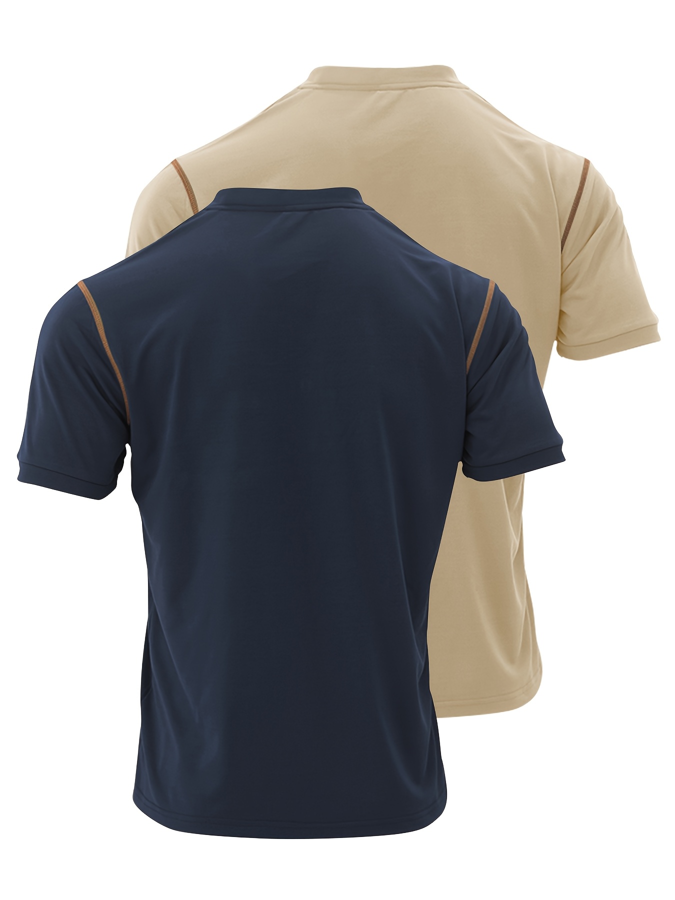 Conjunto de duas peças casual para homem, camiseta, camiseta de manga curta com decote em V e detalhes de botão, camiseta desportiva ajustada.