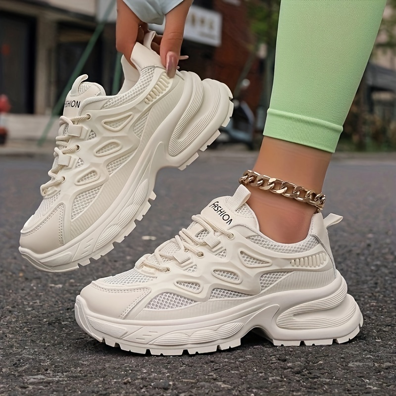 

Women's Breathable Mesh Platform Sneakers, Casual Lace Up Outdoor Shoes, Comfortable Low Top Sport Shoes