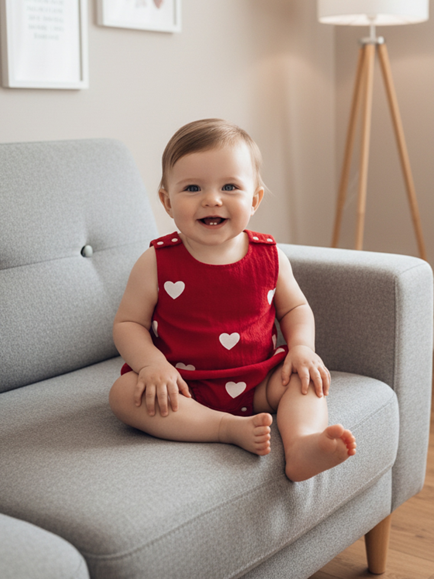Valentine's Day Sleeveless Crew Neck Heart Print Romper