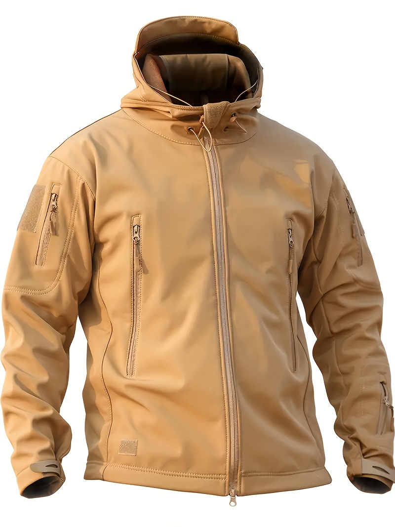 mens waterproof windproof fleece lined hooded jacket with multiple pockets   outdoor activities fall   lightweight insulated cold proof details 8