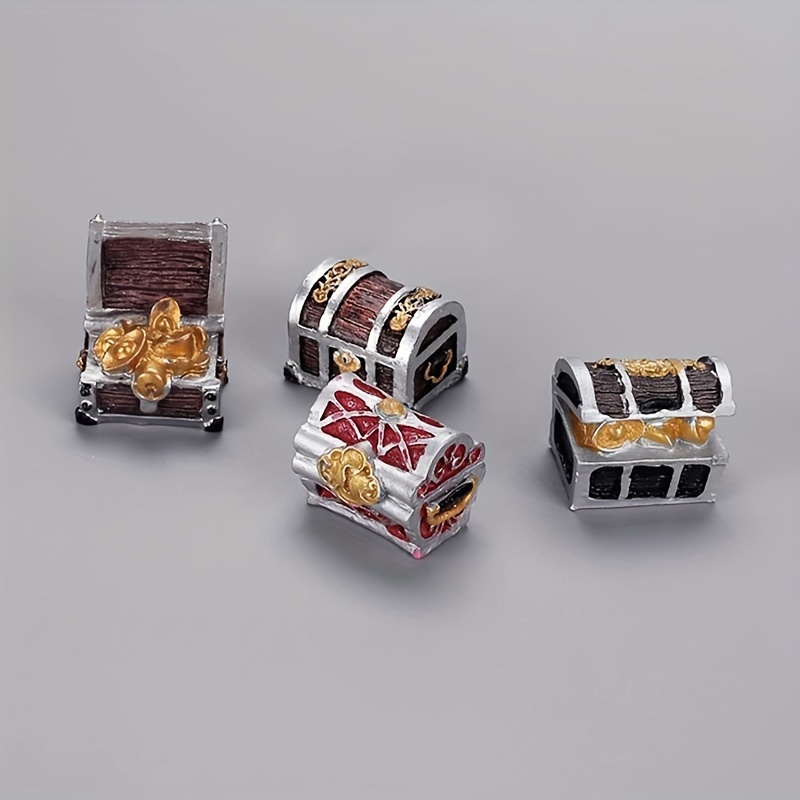 

4pcs Mini Chests, , Micro Landscape, Pirate Gift, Aquarium Mini Resin Cartoon Decoration, Decorative Playset