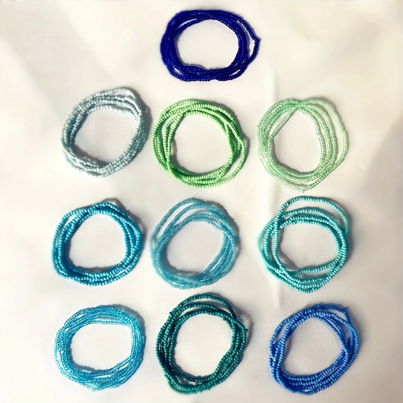 Bohemian Beaded Bracelet Set Elastic Bracelets for Women's & Beach
