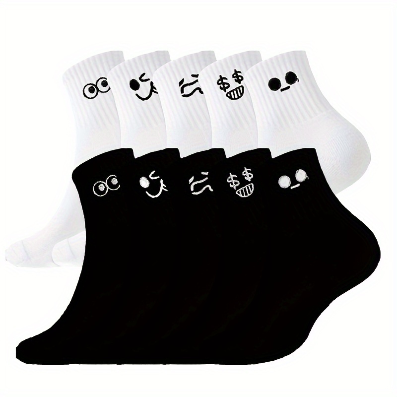 

5 Paires/10 Paires de Chaussettes Courtes avec Amusantes, Douce et Respirante, Chaussettes Blanches Polyvalentes Adaptées au et aux