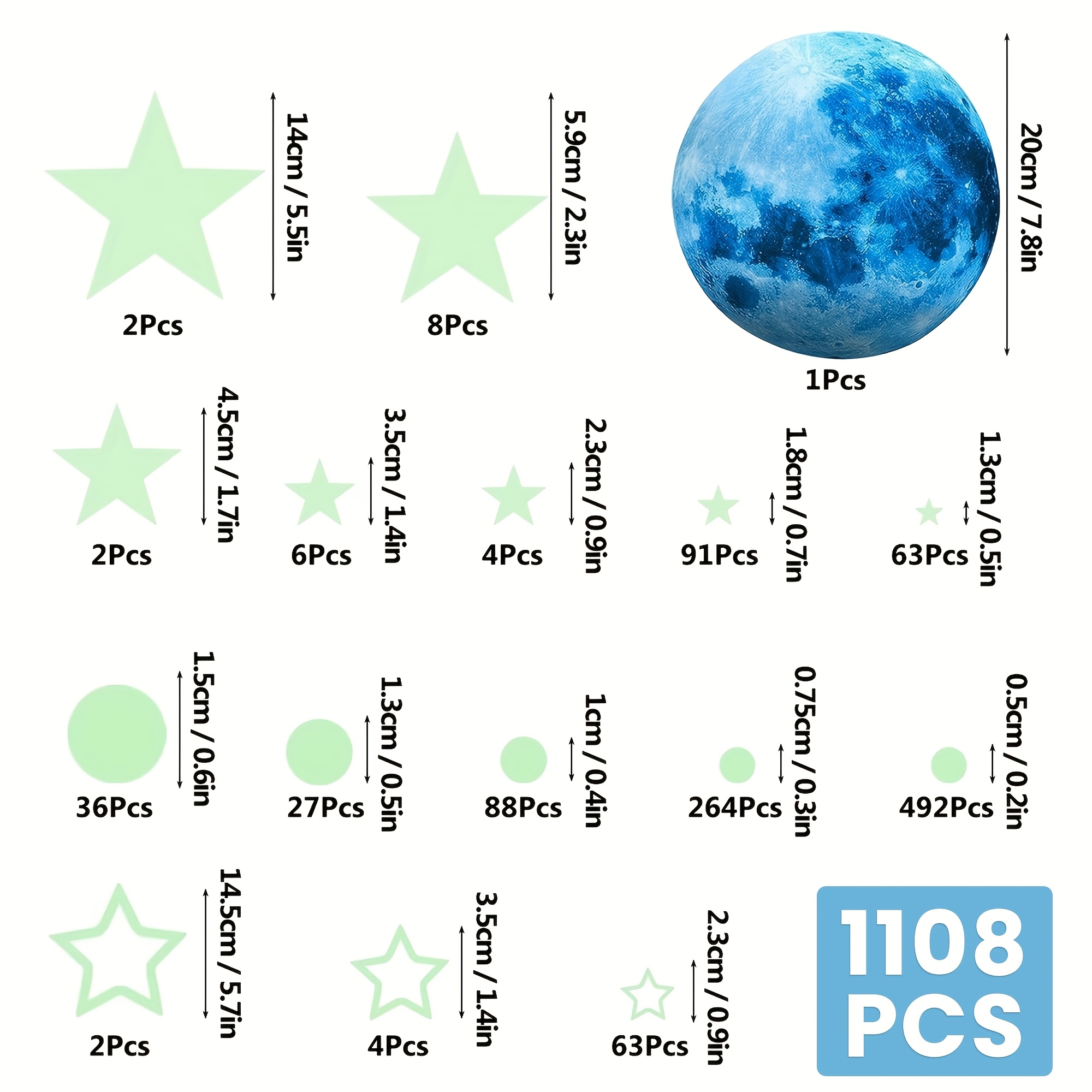 Image of 1set Light Wall Stickers, Stars And Moon Night Light Wall Stickers, Wall Decoration, Suitable For Bedroom And Living Room Ceiling