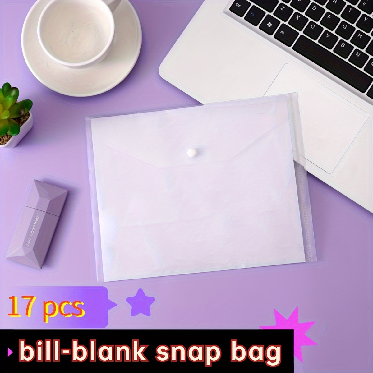 

17 Pcs A6 File Storage Pouches, Pp , Document Envelopes Snap For , Cards & Office Supplies