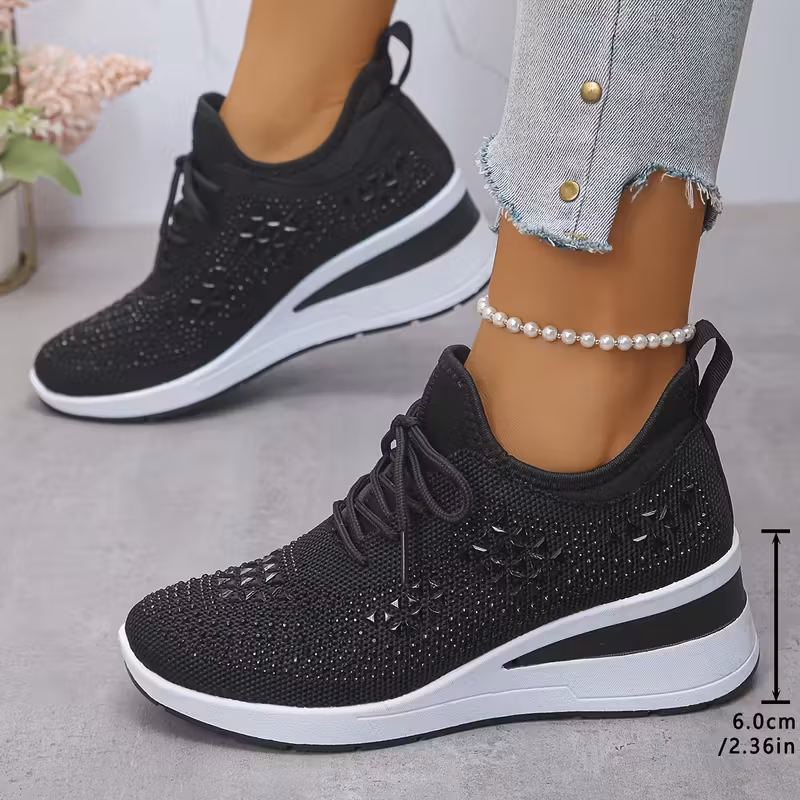 thick sole casual sports womens shoes breathable knit upper versatile height increasing anti slip fashion trendy ladies sneakers Product details 8