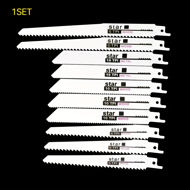 TEMU 1set (10pcs ) Blade Cutting Set Pruning Metal Wood Saw Blade Reciprocating Saw Blades