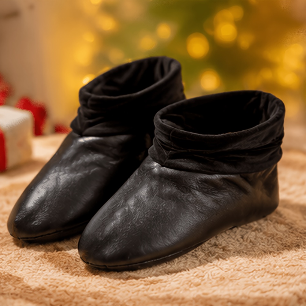 TEMU A Pair Of Extra-wide Size Shoes Featuring A Glossy Upper And A Plush Lining, Autumn And Winter Wear. The Slim Silhouette Is Complemented By A