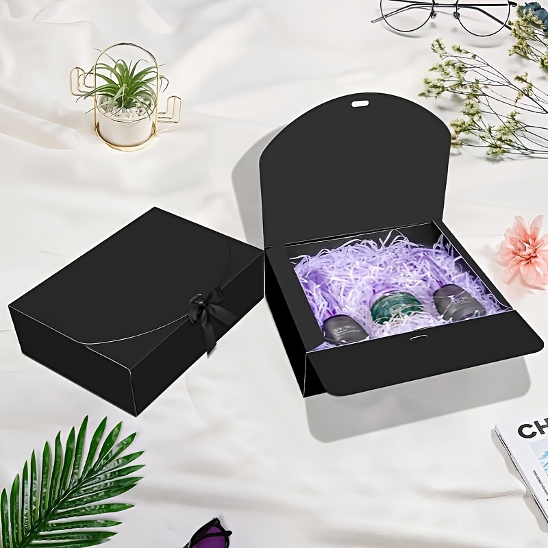 

5 Pcs Black Gift Boxes With And Ribbons - Wedding, Bridesmaid Proposal, Birthday, Christmas, New Year, And More Festive