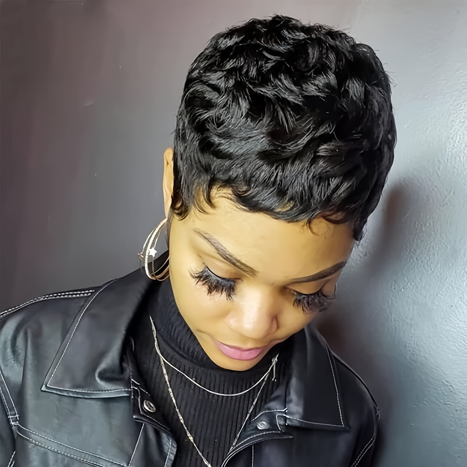 

Pixie Cut Short Wigs For Women Non Lace Front Wig Human Hair Wig With Bangs Full Machine Wigs 150% Density Brazilian Wig Human Hair