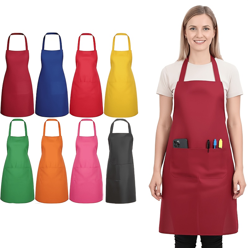 TEMU Set di 8 grembiuli misti colorati facili da indossare per , con 2 tasche, grembiuli a bavetta a , grembiuli da chef