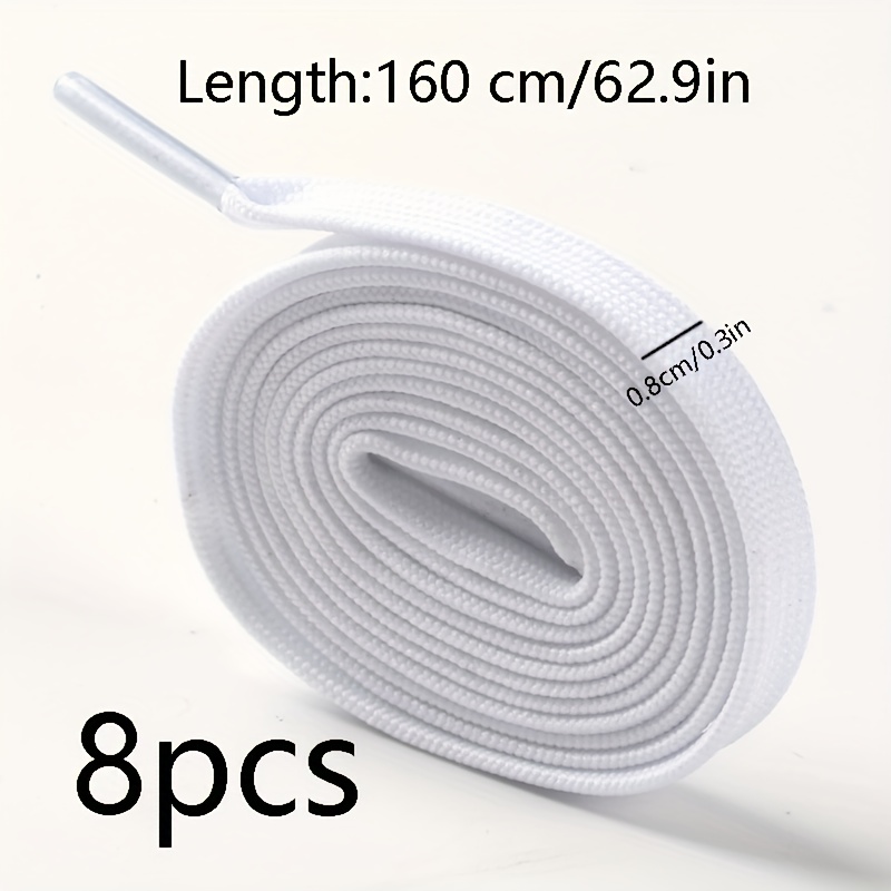 8 pack soft white shoelaces   for sneakers casual shoes durable comfortable 119 89cm 139 95cm 159 77cm lengths machine washable solid   shoe accessories 8pcs length 160cm 62 9in 0