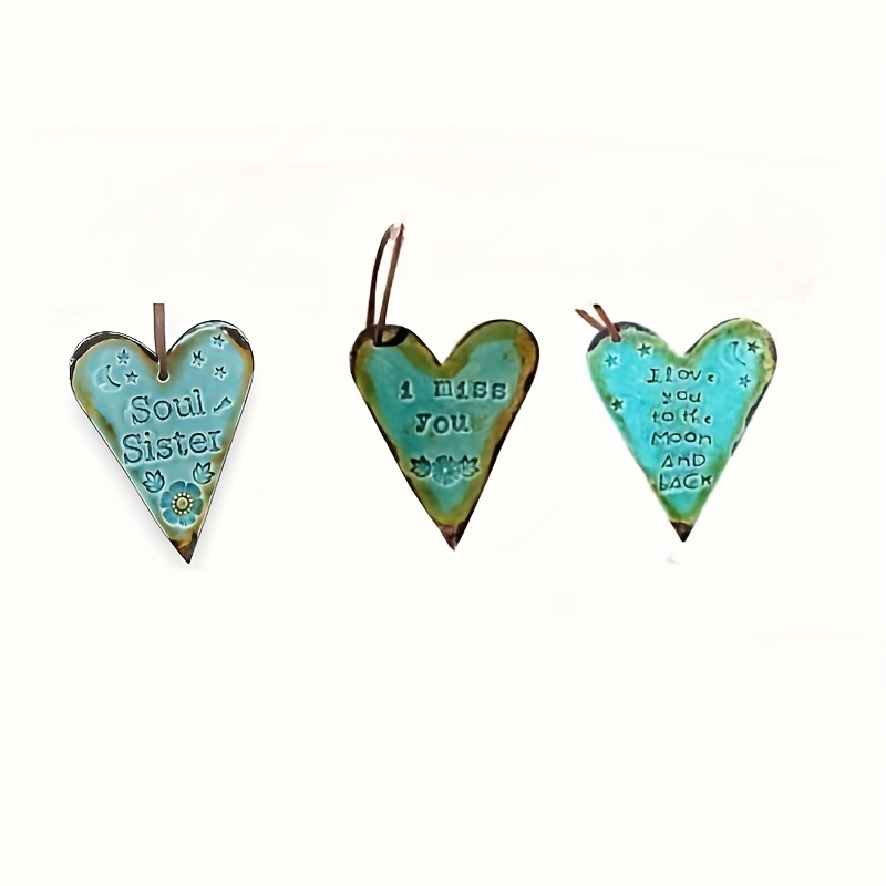 TEMU 2d Flat, 3pcs Heart-shaped Sister Friendship Pendant Set, "soul Sisters" "i ", New Year, Holiday Party, Family Gathering Small Gift, Friendship