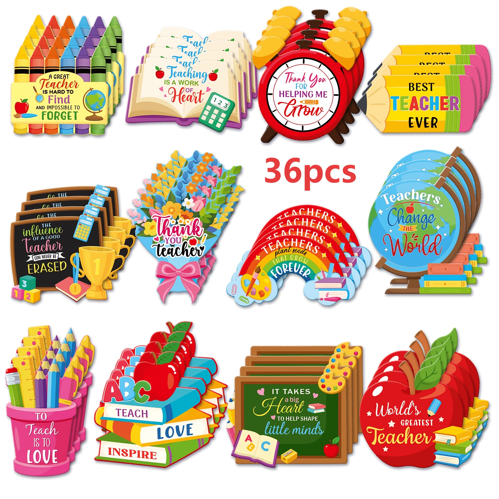 TEMU Lot de 36 aimants de frigo pour la rentrée scolaire pour femmes, cadeaux pour enseignantes avec phrases d'affirmation positive, aimants de frigo