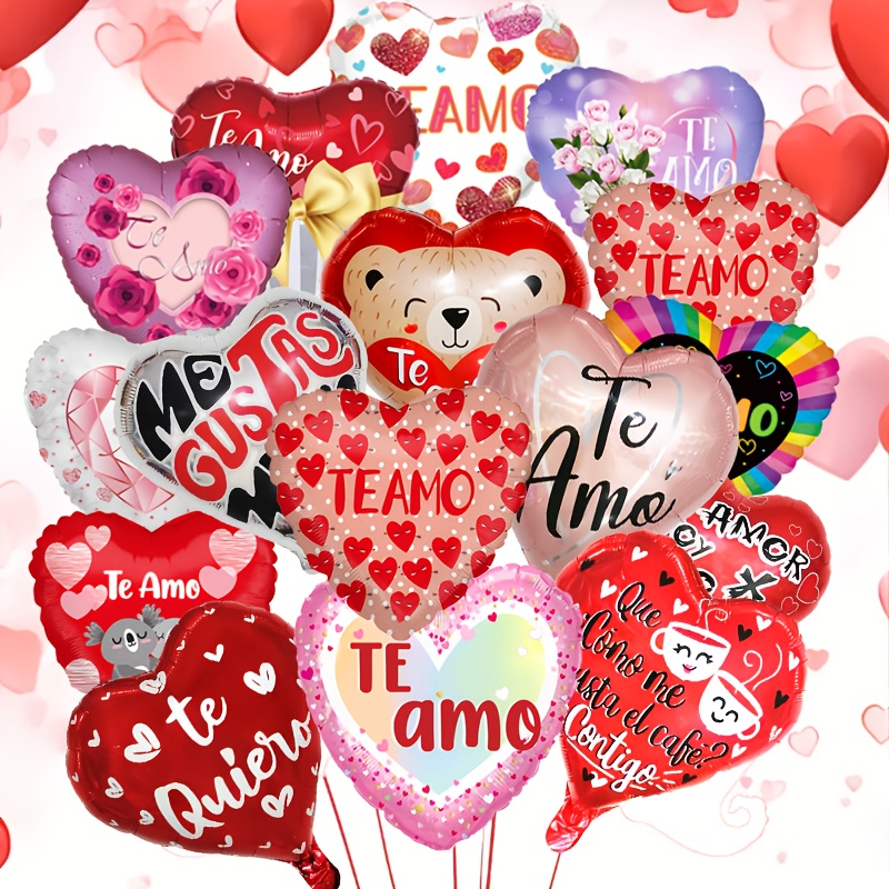 

Random 10pcs Spanish I Love You Balloon Set - 18 Inch Heart Foil Balloons, Romantic Decor, Ideal For Valentine's Day, Anniversaries, Engagements And Weddings, Valentine's Day, , Proposals