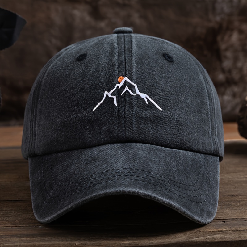 

Casquette de Baseball Brodée avec Pic de Montagne - Ajustable, Visière Courbée pour Activités en Plein Air comme la Randonnée & la Pêche, Lavable en Machine