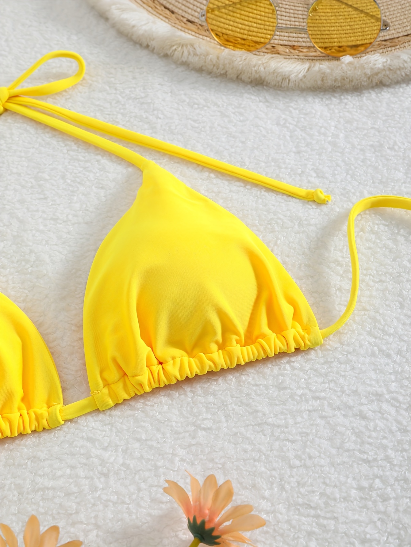 Fashionable and Sexy Double-sided Nylon Plain Color High Elastic and Comfortable Tie-string Women's Bikini Top