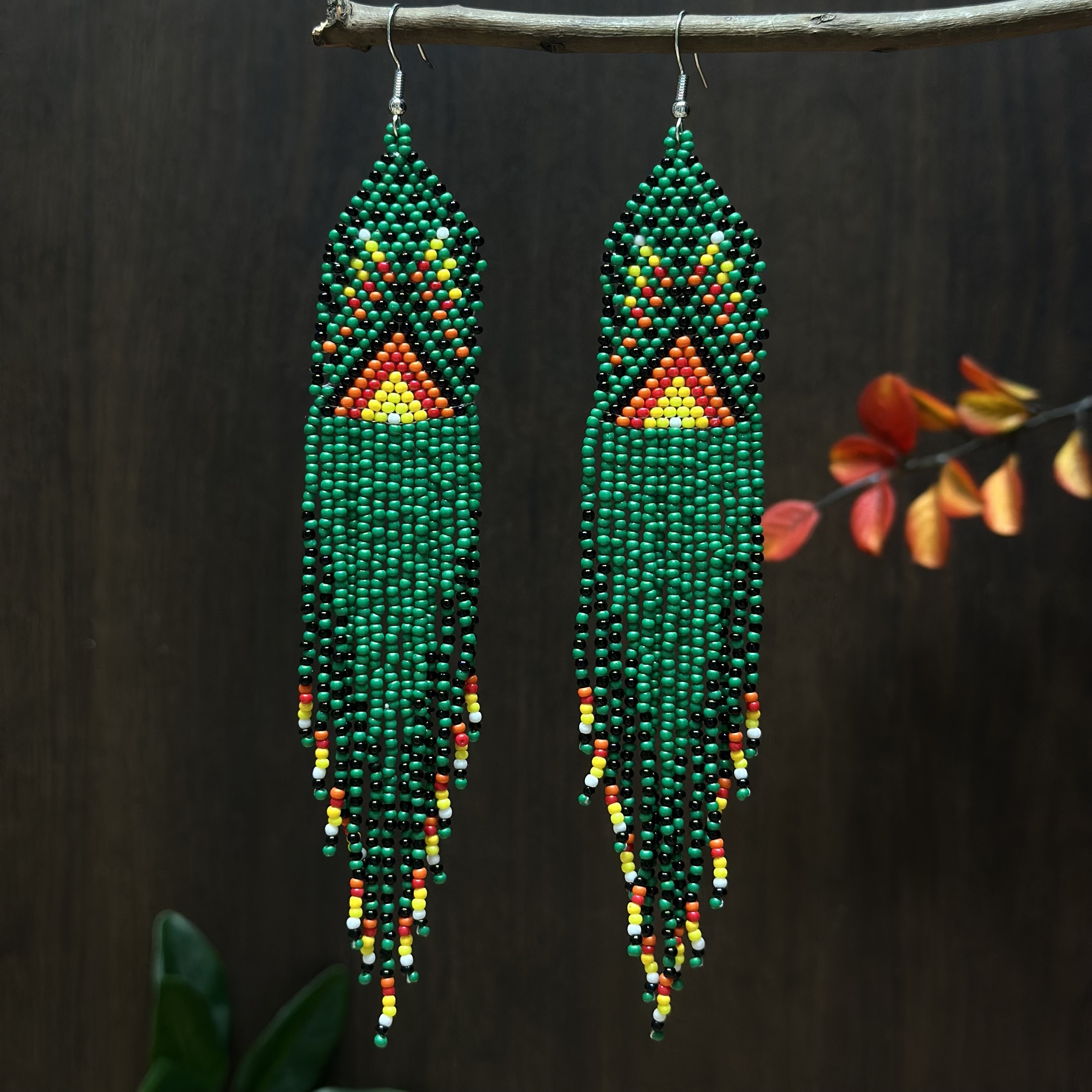 Bohemian-Style Long Tassel Earrings with Glass Beads
