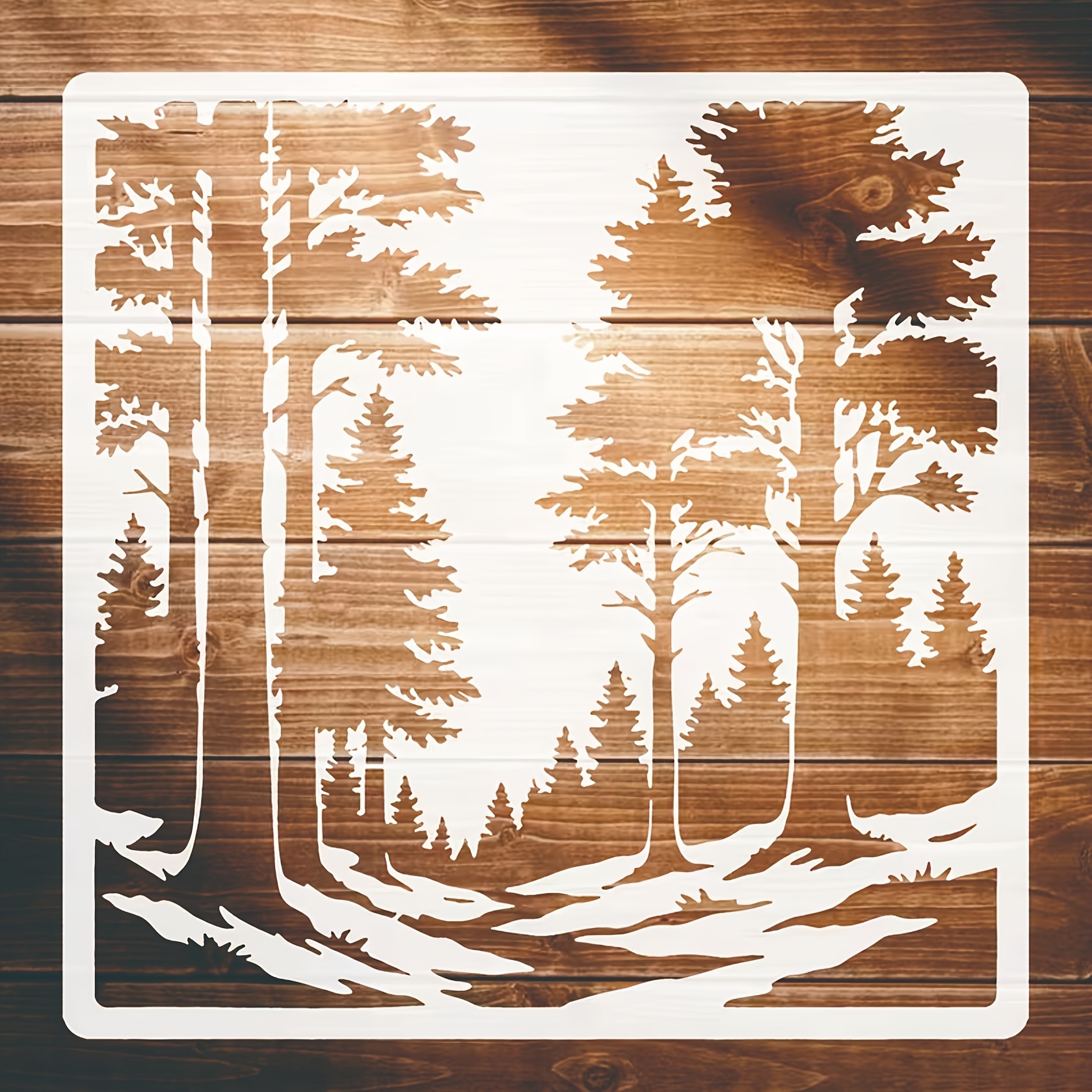 TEMU Large Painting Stencil - Washable And Reusable, Pattern - Size 7.87x7.87 Inches, Cream Plastic, Suitable For Hand Painting, Wall Decor, Fabric