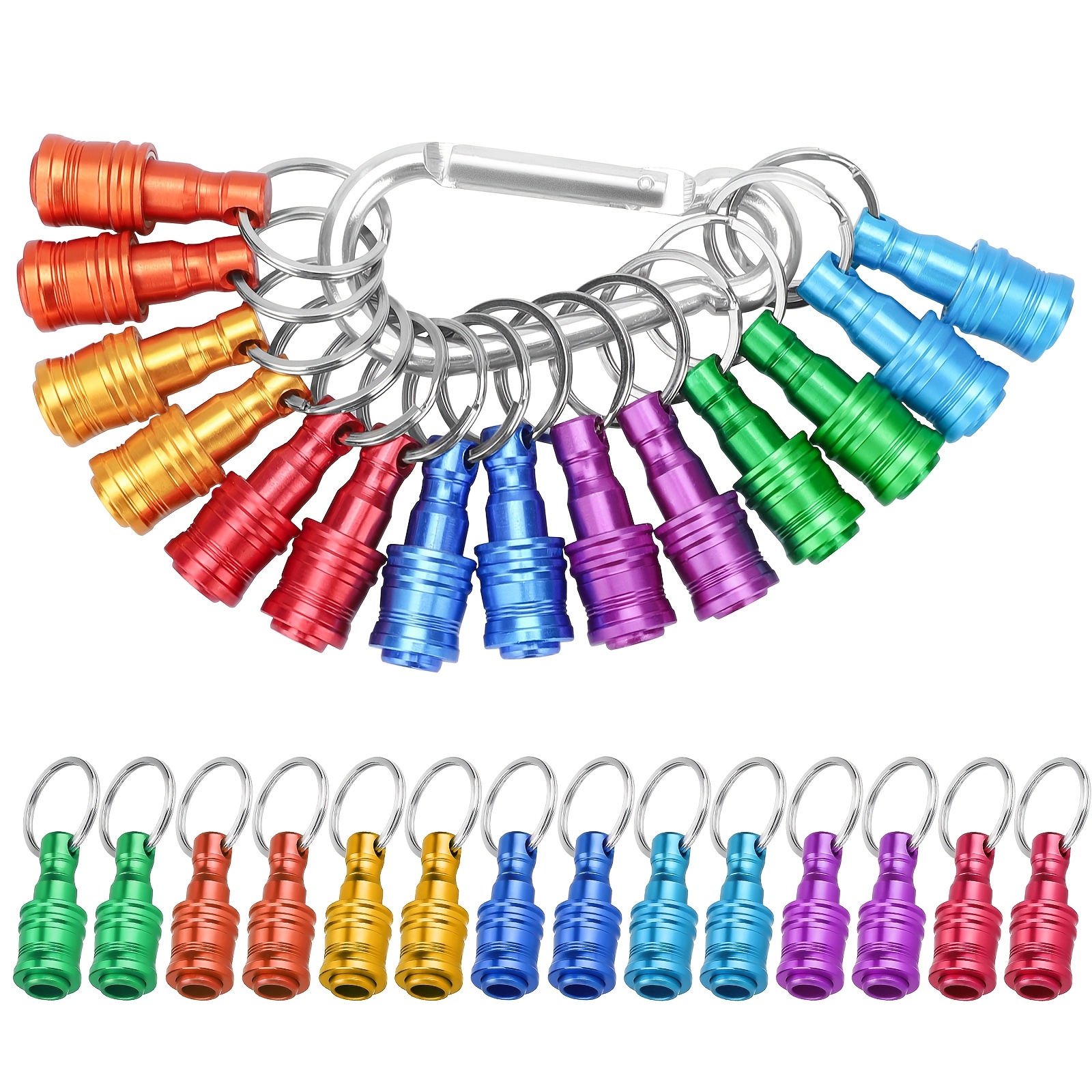 

14pcs Screwdriver Bit Holder Set With Keychain, 1/4" Hex Shank - Aluminum Alloy, Lightweight & Sturdy - Perfect Gift For Men