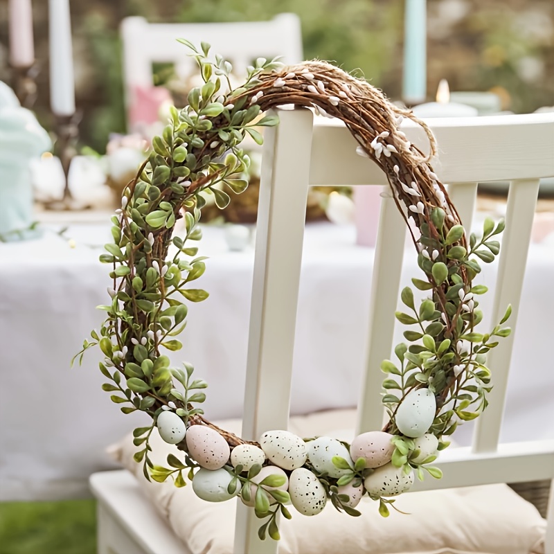 

Elegant 11-inch Easter Egg Wreath - Oval Floral Door & Wall Decor, Celebrations