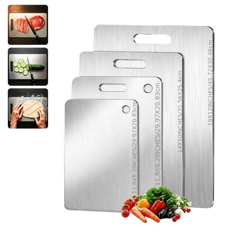 TEMU 3pcs Titanium Kitchen Cutting Board Set, New 2025 Upgrade Titanium Cutting Boards, Large/medium/small Cutting Boards, Double-sided Durable Metal