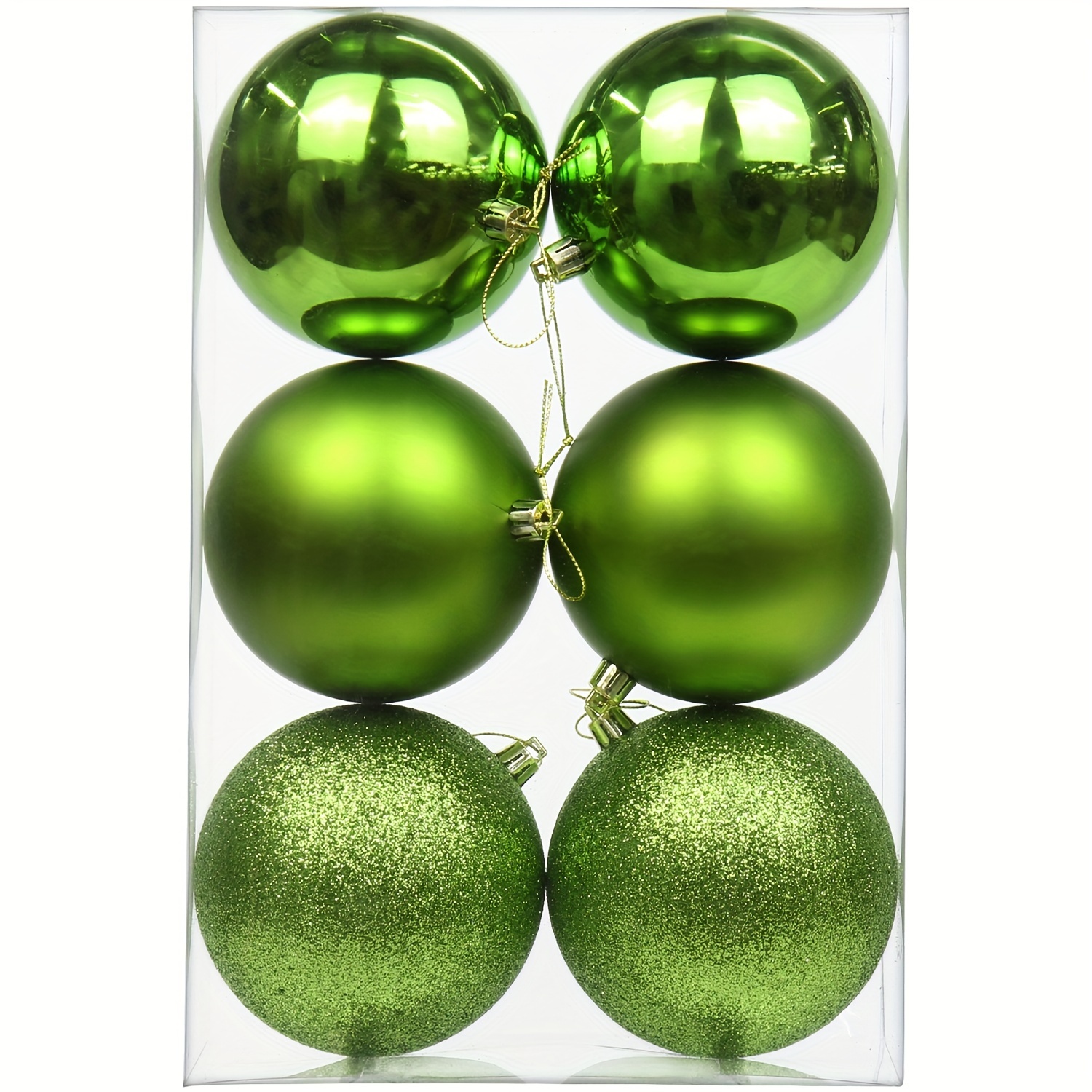 

10cm Christmas Ball Ornaments, 10cmx6pcs + Pvc Box/bright + Matte + Pink / Light Green