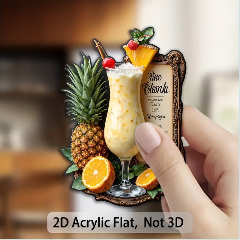 E-shop Magnetischer Kühlschrankaufkleber mit Frucht- und Milchbecher-Design - 2D flaches Druckbild, lebendige Farben, langanhaltende Haftung,