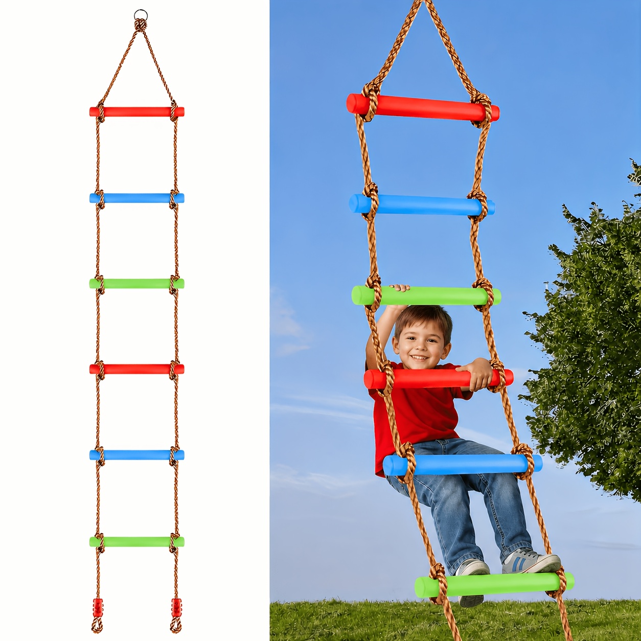TEMU 1 pièce Balançoire Échelle Colorée pour Enfants, Balançoire Échelle Colorée en Plastique Durable, Jouet de Balançoire de Loisirs pour Aire de