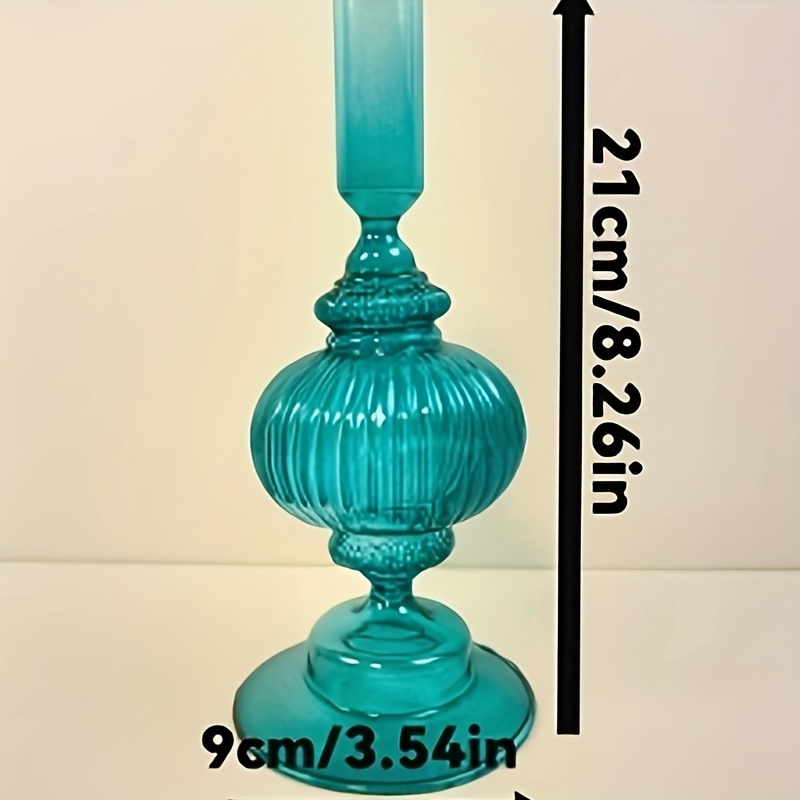 TEMU A Set Of 2, Lake Green Glass Candle Holders, Glass Candle Holders, In Height, 2.5cm Mouth Diameter, Suitable For Christmas, Decoration, Parties,