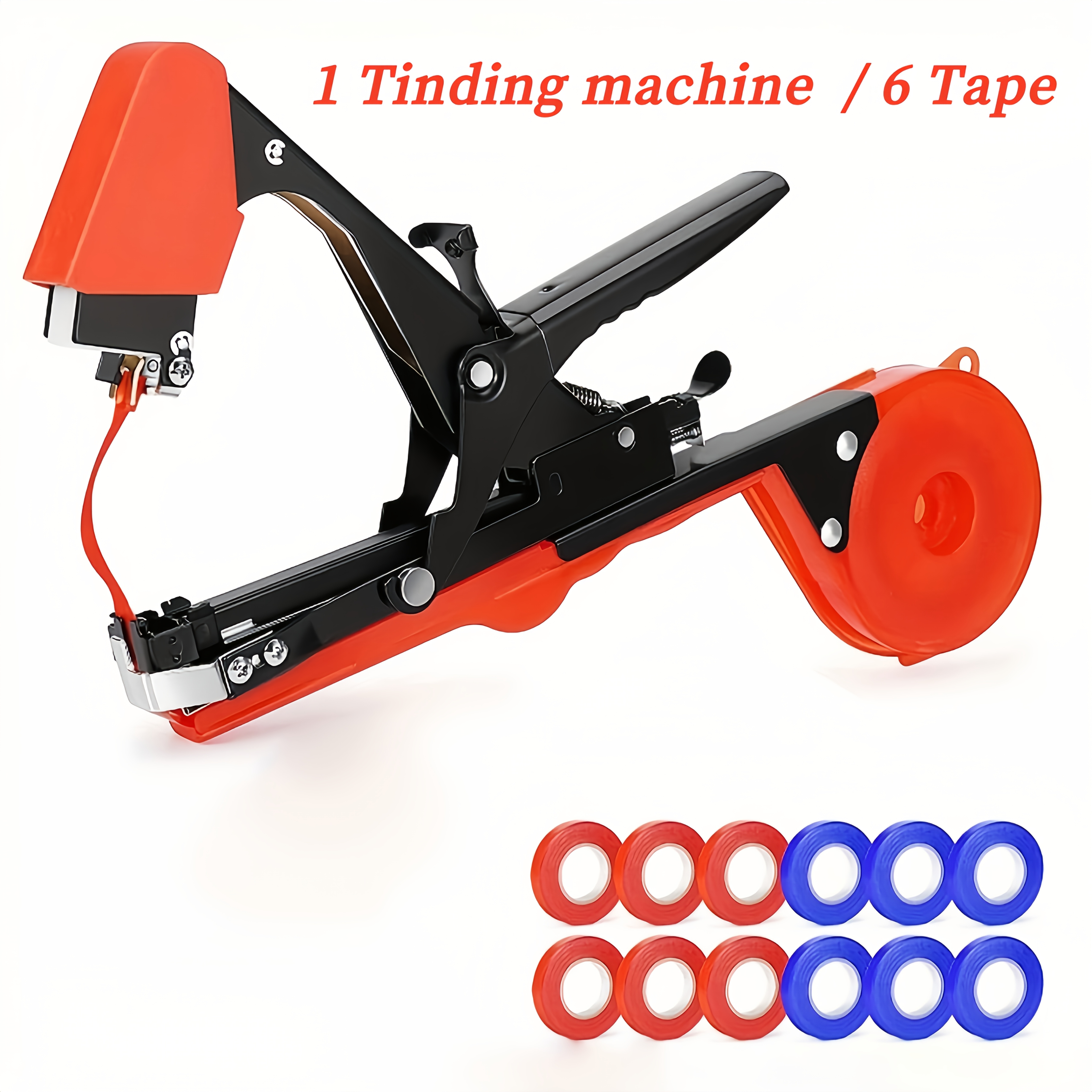 Grape Vine Stapler Plant Tying Machine With 6 Roll Tapes +1 Box Staples Tying Device For Vegetable Tomato Cucumber Pepper Flower