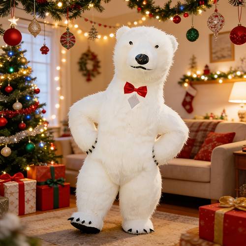 easter enormous polar bear mascot inflatable costume adult cute polar bear jumpsuit white bear doll suit for halloween christmas easter carnival birthday gift without battery