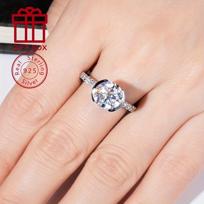 elegant 3ct moissanite engagement ring 925 sterling silvery perfect anniversary or best friend gift details 9