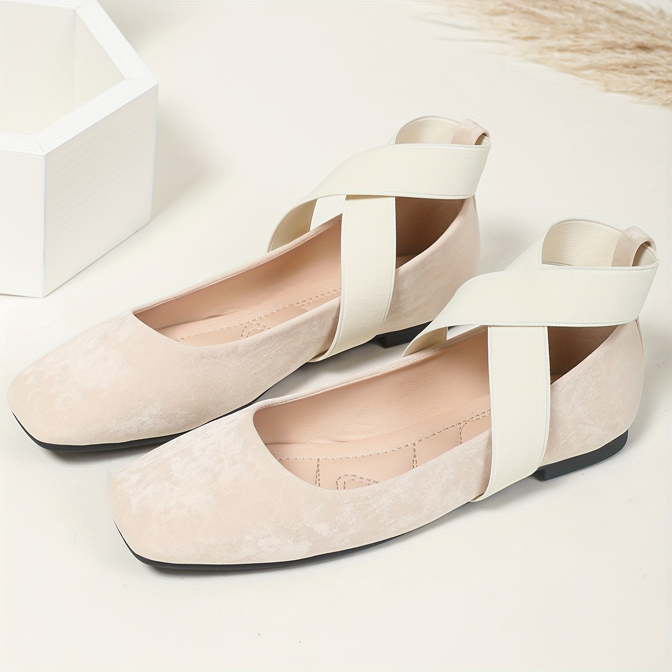 Ankle Strap Flat Bellies For Ladies Alley Walk Suede Bellies