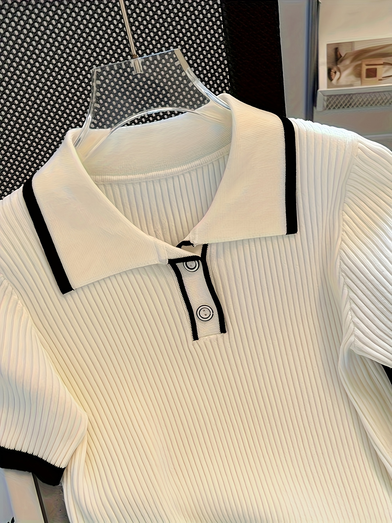 women's short sleeve collar shirt contrast trim color block - Temu