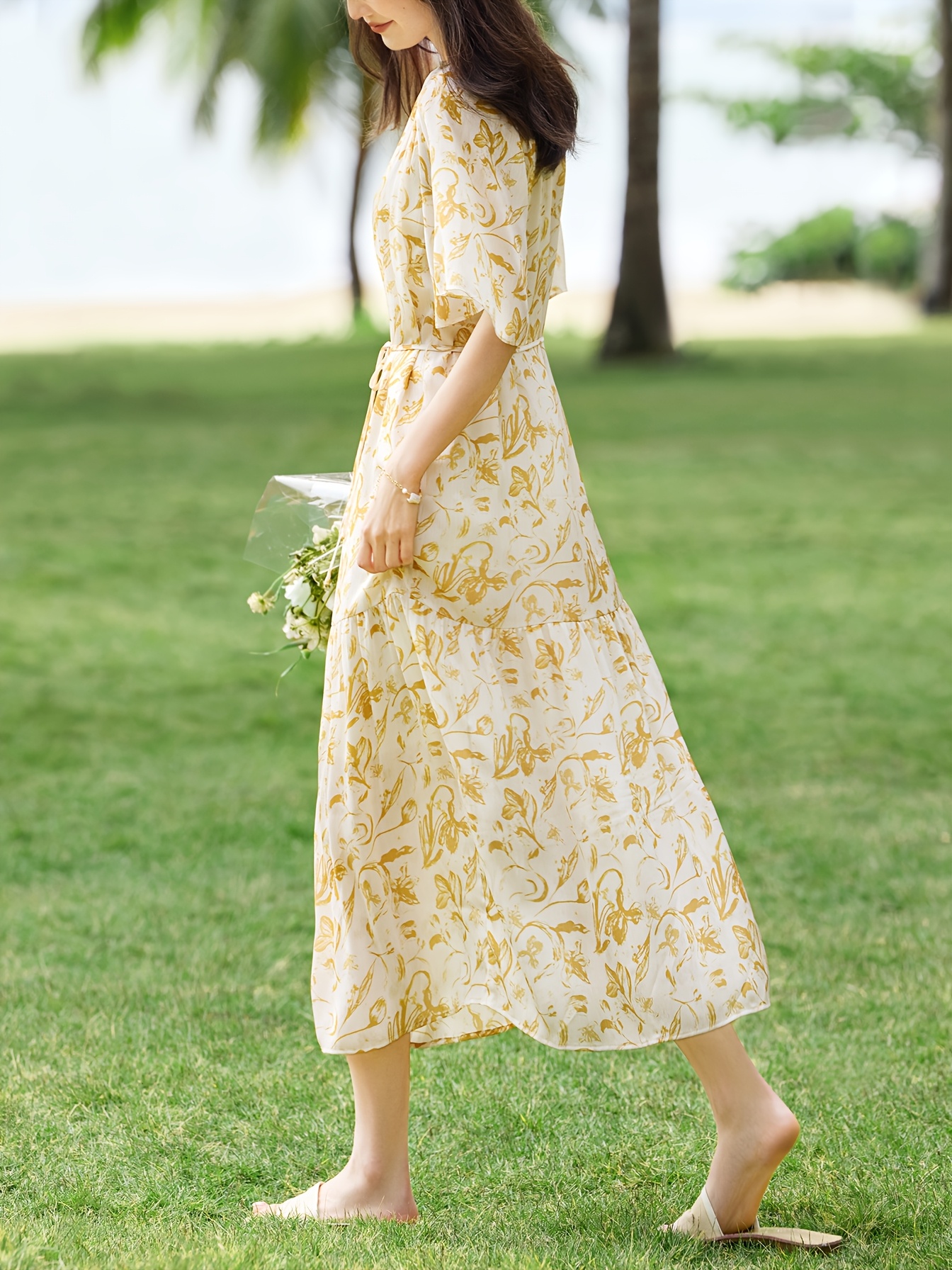 xwi summer french style romantic chiffon printed