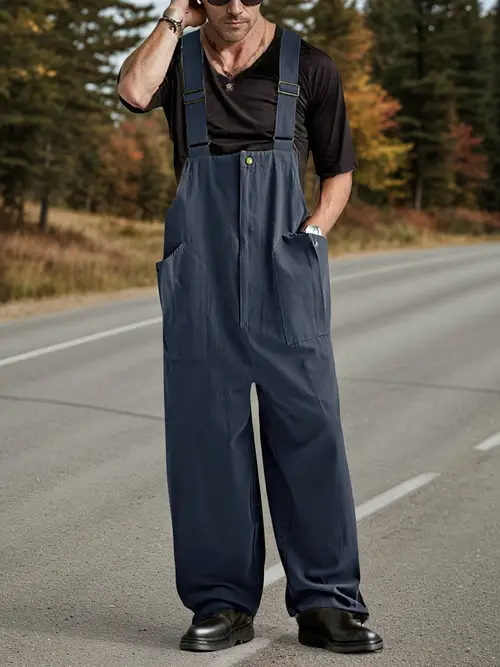 mens adjustable strap jumpsuit overalls sleeveless summer workwear with multiple pockets breathable fabric regular fit for casual
