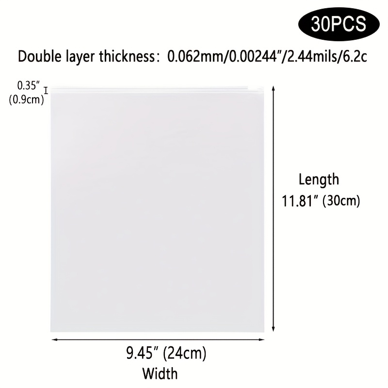 TEMU 30pcs Of Frosted Bags, Thickened 0.062mm/6.2c Frosted (double-sided) Pockets, Reusable Plastic Packaging Storage Bags, High-end Travel Storage
