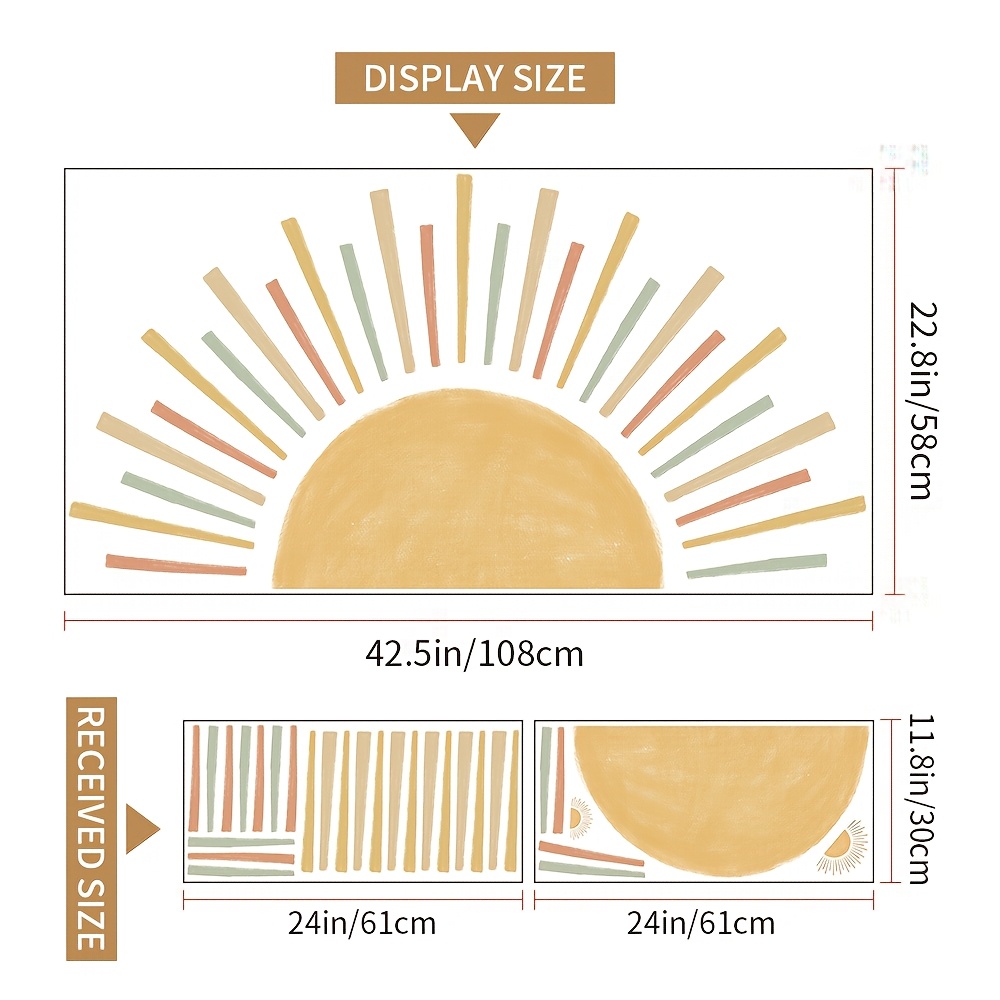 Bohemian Style, Arch Sun Wall Sticker, Pvc Material, Living Room, Bedroom Wall Decoration, Wardrobe Decorative Sticker, Self-adhesive Wallpaper
