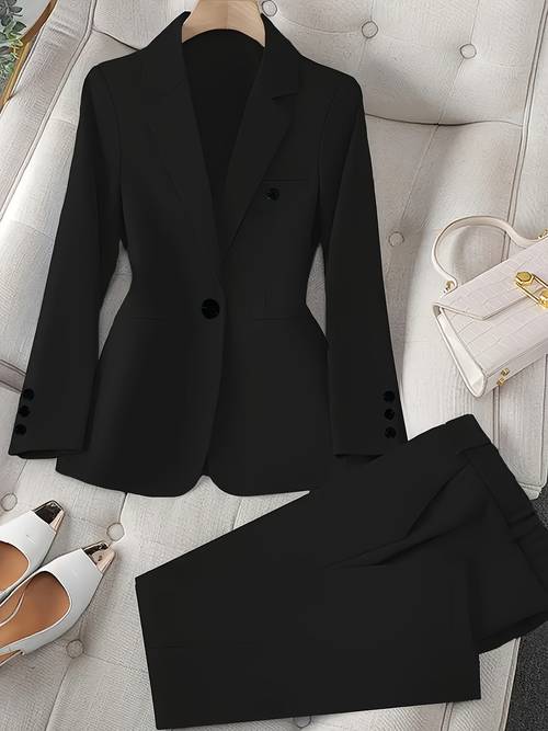 casual tweedelige set: modieuze zakelijke lange mouwen en broek pak